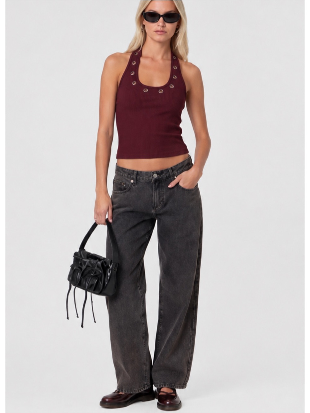 EDIKTED | NWT Raelynn Washed Wide
Leg Jeans (Petite) in Black-Wash, Size Small